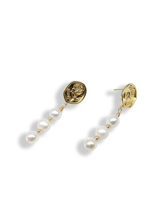 Three Pearl Earrings Three Pearl Earrings