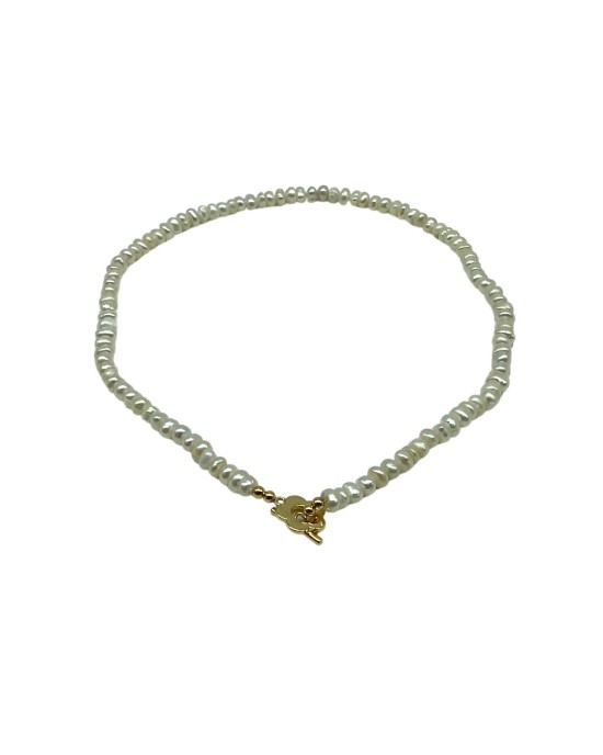 Baroque Beads String OT Buckle Necklace