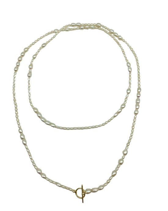Long White Multi-Purpose Pearl Necklace
